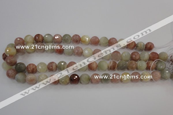 CMS873 15.5 inches 12mm faceted round moonstone gemstone beads