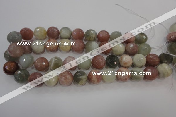 CMS874 15.5 inches 14mm faceted round moonstone gemstone beads