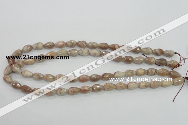 CMS88 15.5 inches 8*12mm faceted teardrop moonstone gemstone beads