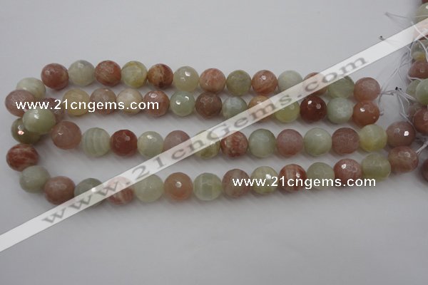 CMS882 15.5 inches 14mm faceted round moonstone gemstone beads