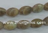 CMS92 15.5 inches 10*14mm faceted rice moonstone gemstone beads