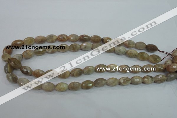 CMS92 15.5 inches 10*14mm faceted rice moonstone gemstone beads