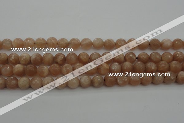 CMS942 15.5 inches 8mm faceted round A grade moonstone gemstone beads