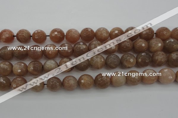 CMS944 15.5 inches 12mm faceted round A grade moonstone gemstone beads