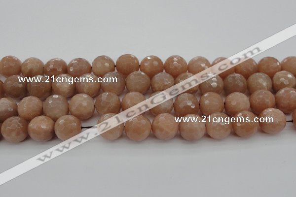 CMS945 15.5 inches 14mm faceted round A grade moonstone gemstone beads