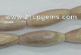 CMS95 15.5 inches 10*30mm faceted rice moonstone gemstone beads