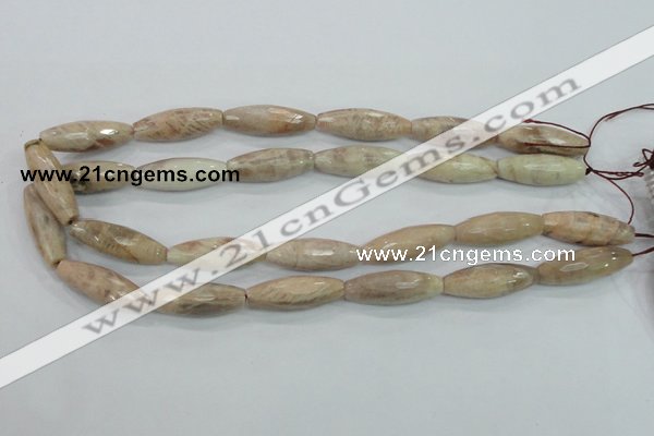 CMS95 15.5 inches 10*30mm faceted rice moonstone gemstone beads