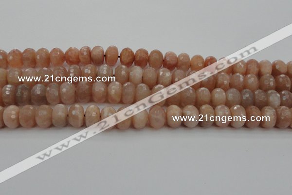 CMS951 15.5 inches 6*10mm faceted rondelle A grade moonstone beads