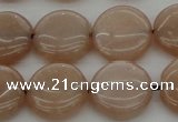 CMS958 15.5 inches 12mm flat round A grade moonstone beads