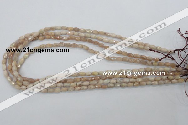 CMS99 15.5 inches 5*7mm faceted rice moonstone gemstone beads