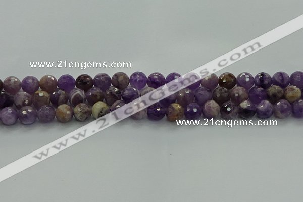 CNA1012 15.5 inches 8mm faceted round dogtooth amethyst beads