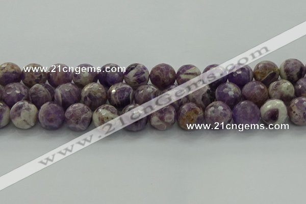 CNA1015 15.5 inches 14mm faceted round dogtooth amethyst beads