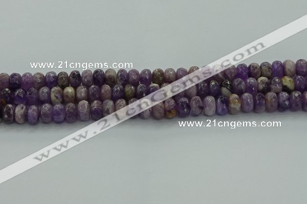 CNA1030 15.5 inches 6*10mm faceted rondelle dogtooth amethyst beads