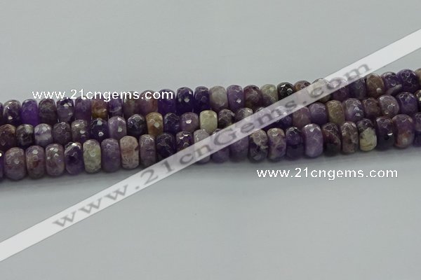 CNA1031 15.5 inches 7*12mm faceted rondelle dogtooth amethyst beads