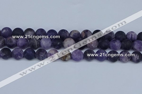 CNA1065 15.5 inches 14mm round matte dogtooth amethyst beads