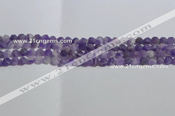 CNA1076 15.5 inches 6mm faceted nuggets matte dogtooth amethyst beads