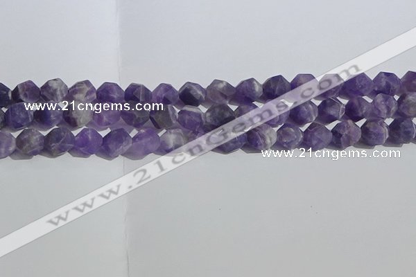 CNA1078 15.5 inches 10mm faceted nuggets matte dogtooth amethyst beads