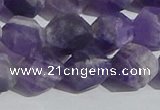 CNA1079 15.5 inches 12mm faceted nuggets matte dogtooth amethyst beads