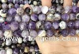 CNA1090 15.5 inches 12mm faceted round dogtooth amethyst beads