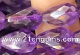 CNA1104 15.5 inches 8*12mm faceted teardrop amethyst gemstone beads