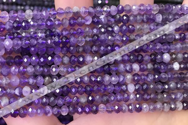 CNA1117 15.5 inches 3*4mm faceted rondelle amethyst beads wholesale