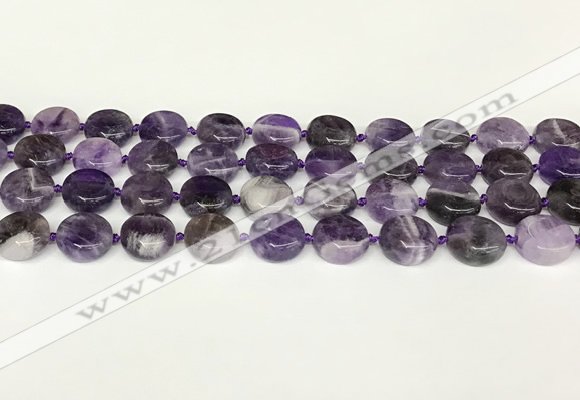 CNA1120 15.5 inches 14mm flat round dogtooth amethyst beads