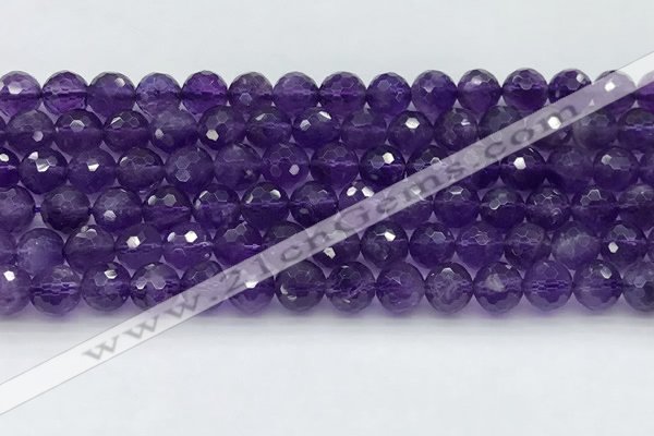 CNA1172 15.5 inches 8mm faceted round natural amethyst beads