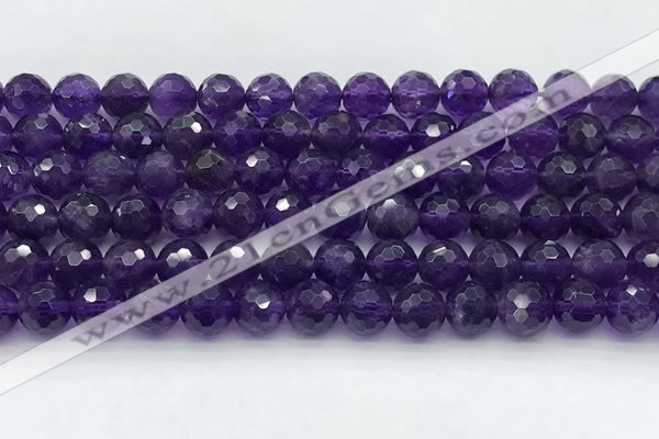 CNA1176 15.5 inches 8mm faceted round natural amethyst beads