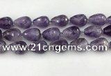 CNA1181 15.5 inches 15*20mm faceted teardrop amethyst beads