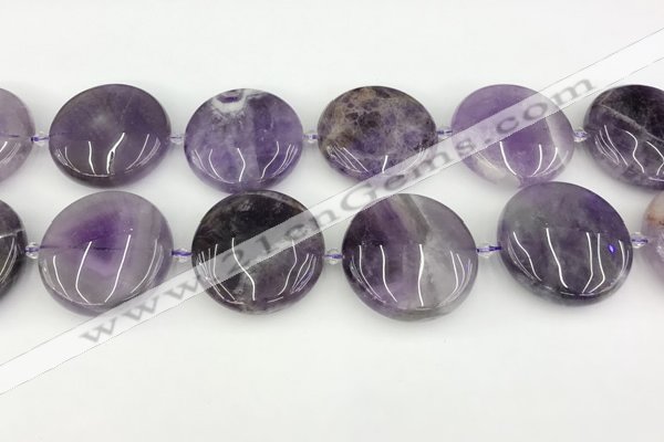 CNA1196 15.5 inches 40mm flat round amethyst beads wholesale