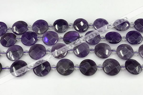 CNA1200 15.5 inches 16mm faceted coin amethyst beads wholesale