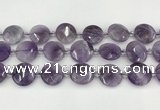 CNA1204 15.5 inches 20mm faceted coin amethyst beads wholesale