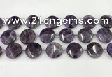 CNA1205 15.5 inches 20mm faceted coin amethyst gemstone beads