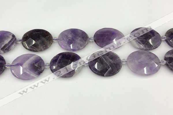 CNA1208 15.5 inches 25*30mm faceted oval amethyst gemstone beads