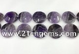 CNA1212 15.5 inches 40mm faceted coin amethyst gemstone beads