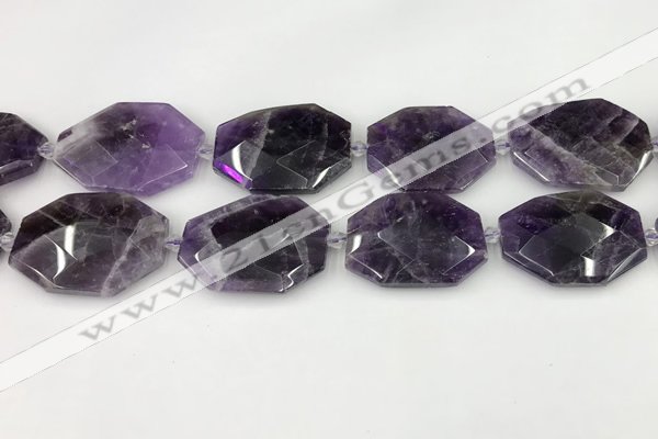 CNA1213 15.5 inches 25*35mm - 30*40mm faceted freefrom amethyst beads