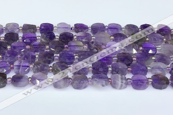 CNA1215 15.5 inches 10mm faceted square amethyst beads