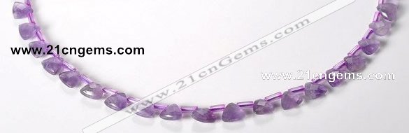 CNA21 8mm faceted triangle A- grade natural amethyst beads