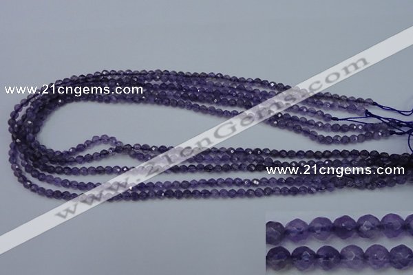 CNA250 15.5 inches 4mm faceted round natural amethyst beads