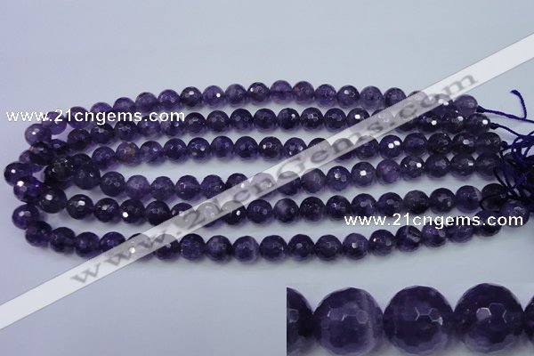 CNA253 15.5 inches 10mm faceted round natural amethyst beads