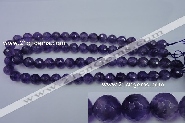 CNA254 15.5 inches 12mm faceted round natural amethyst beads