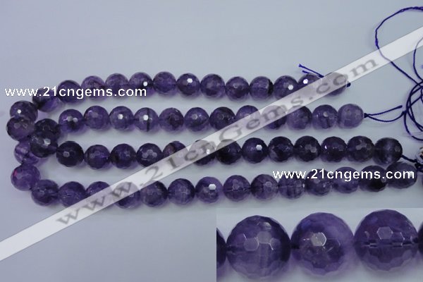 CNA255 15.5 inches 14mm faceted round natural amethyst beads