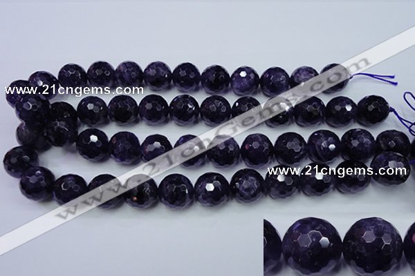 CNA256 15.5 inches 16mm faceted round natural amethyst beads