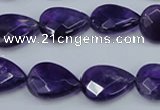 CNA262 15.5 inches 13*18mm faceted flat teardrop natural amethyst beads