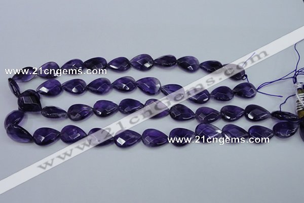 CNA262 15.5 inches 13*18mm faceted flat teardrop natural amethyst beads