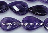 CNA264 15.5 inches 18*25mm faceted flat teardrop natural amethyst beads