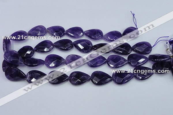 CNA264 15.5 inches 18*25mm faceted flat teardrop natural amethyst beads