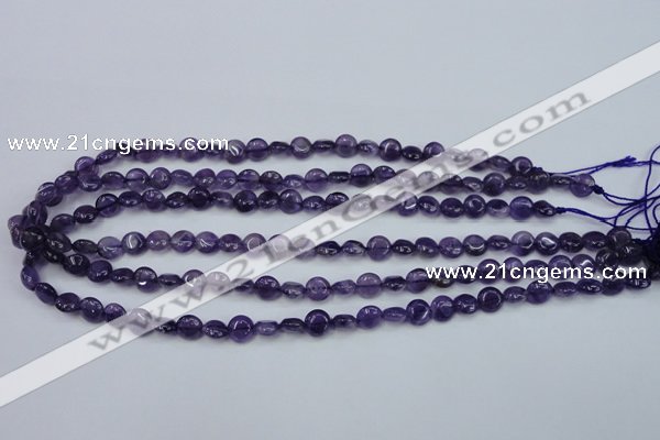 CNA266 15.5 inches 8mm flat round natural amethyst beads wholesale