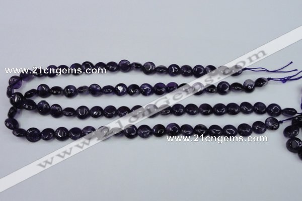 CNA267 15.5 inches 10mm flat round natural amethyst beads wholesale