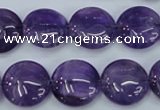 CNA270 15.5 inches 16mm flat round natural amethyst beads wholesale